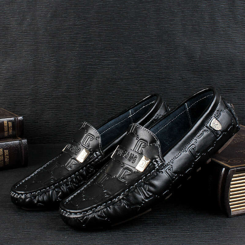 Live High-End Genuine Loafers Trendy Korean Style Casual Leather Men's Slip-On Soft Sole One-Piece Shoes luxury mens dress shoes