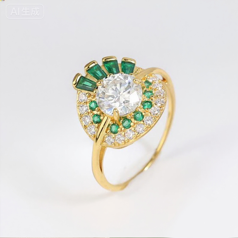 MT GRA 2CT Moissanite Ring Unique Design Floral Cut Emerald Loose Gem Diamond Moissanite Ring 925 Sterling Silver for Women High Quality