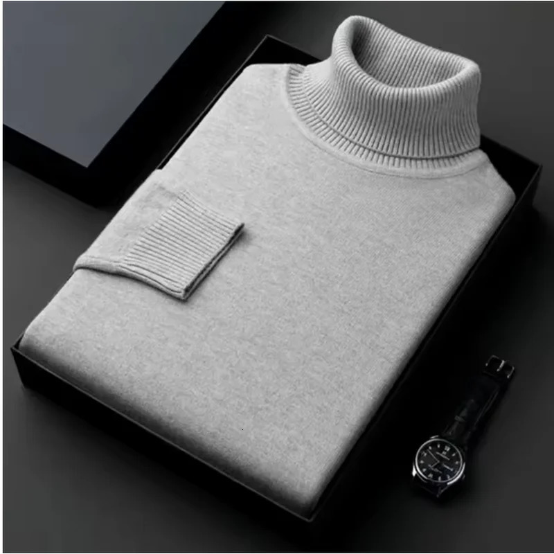 Cashmere Cotton Blend Turtleneck Men Sweater 2025Autumn Winter Daily Basic Warm Knitted Pullover Man Casual Jumper Pull Homme 251015