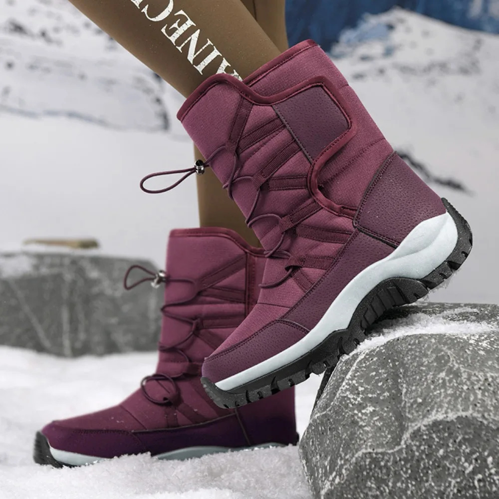 Mens Winter Shoes Waterproof Mens Boots Warm Plush Couple Snow Boots Outdoor Nonslip Hiking Boots Men Work Ankle Boots 251010