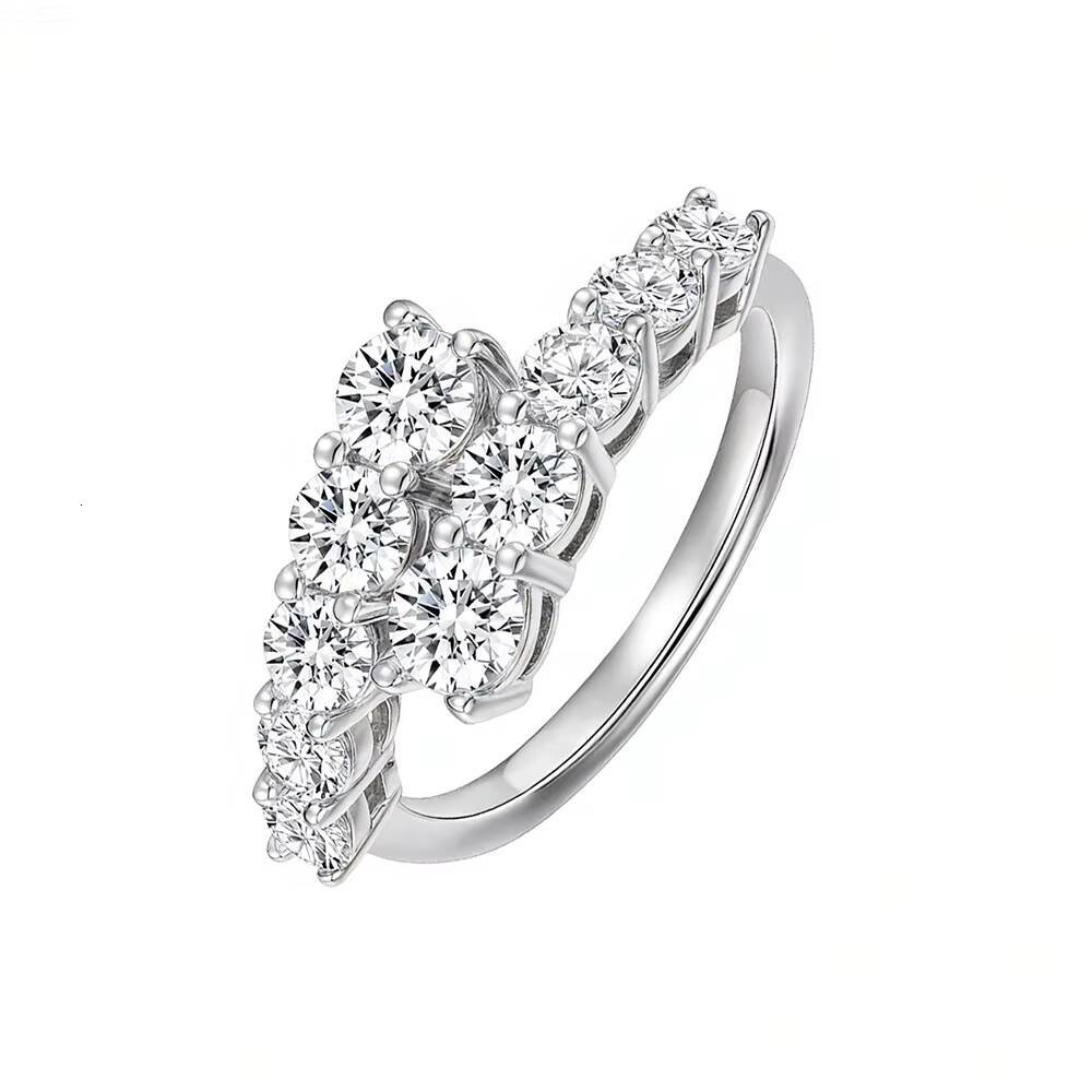 Trendy Fashion Women Fine Jewelry Moissanite S925 Sterling Silver Open Ring for Birthday Valentines Day Women