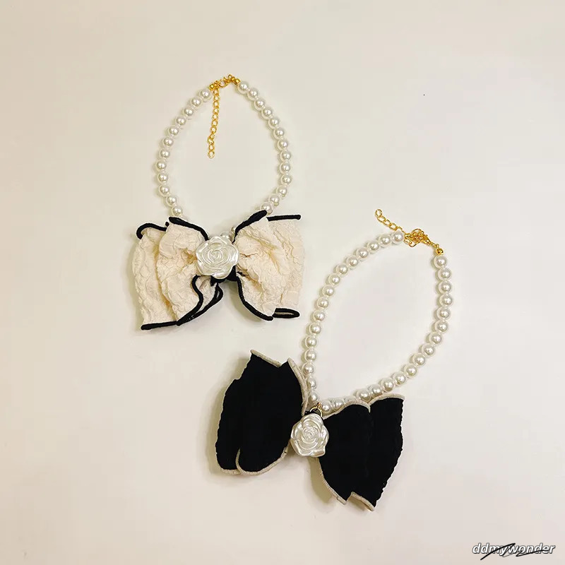 Pet Dog Necklaces With Bowknot Pearl For Kitty & Puppy - High-Grade Cat Necklace Jewelry Ddmywonder
