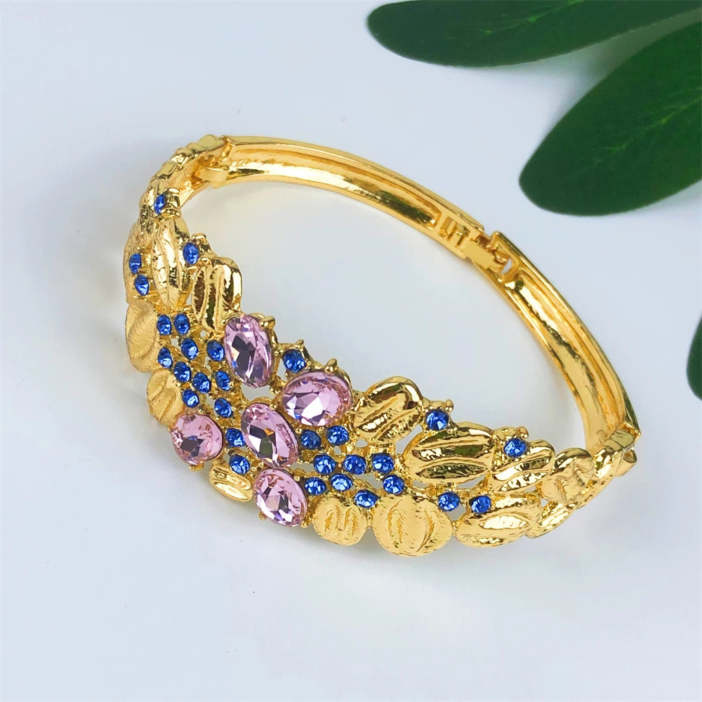 ESALE Vintage Opal Jewelry Set For Women Necklace Earrings Bracelet And Ring 18K Gold Plated Dubai Nigeria Jewelry 251016