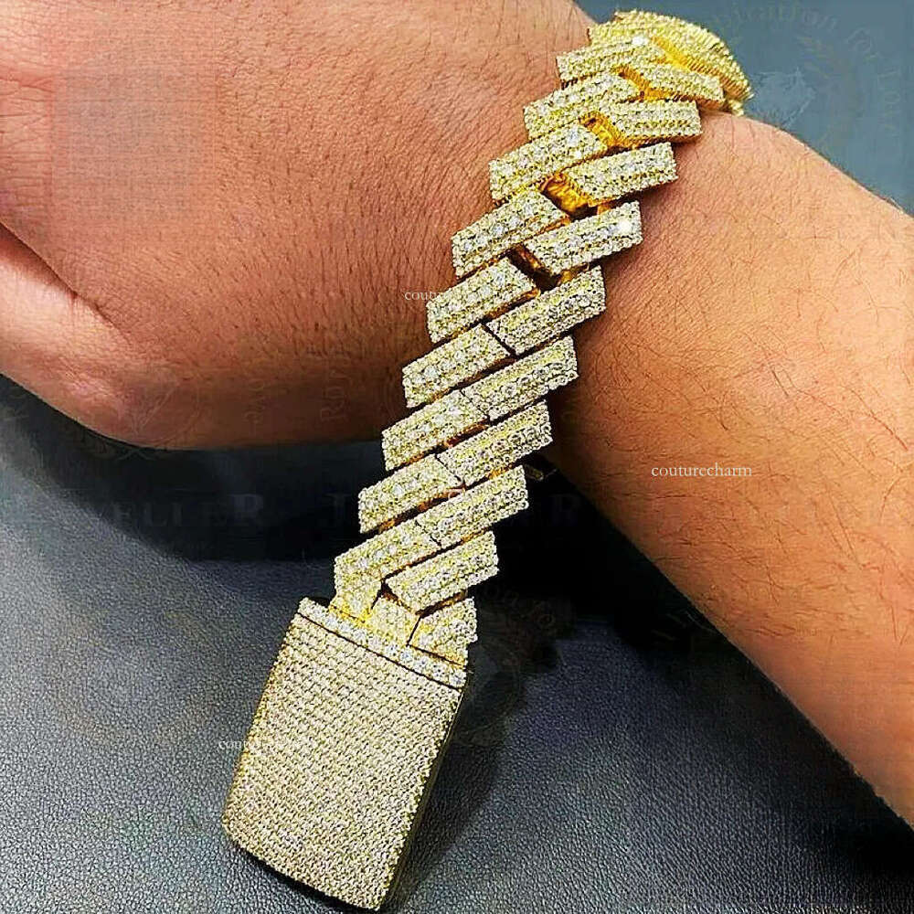 necklace moissanite chain Custom 20mm Width Miami Link Real S Heavy Hip Hop Vvs Moissanite Chain Cuban