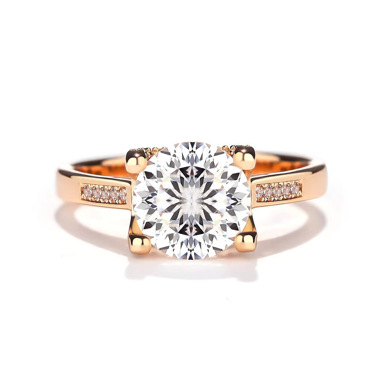 Custom Luxury Wedding Diamond Ring 925 Sterling Sliver 2ct Round Cut Vvs d Color Moissanite Diamond Engagement Ring for Women