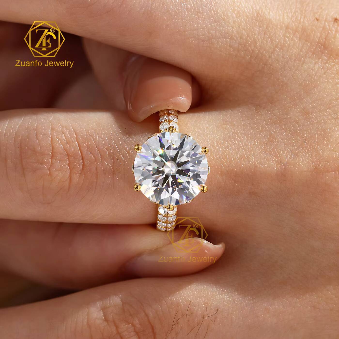 Luxury Moissanite Rings Women Engagement 5CT 11mm Large Size Round Cut Moissante Diamond 925 Silver Wedding Ring