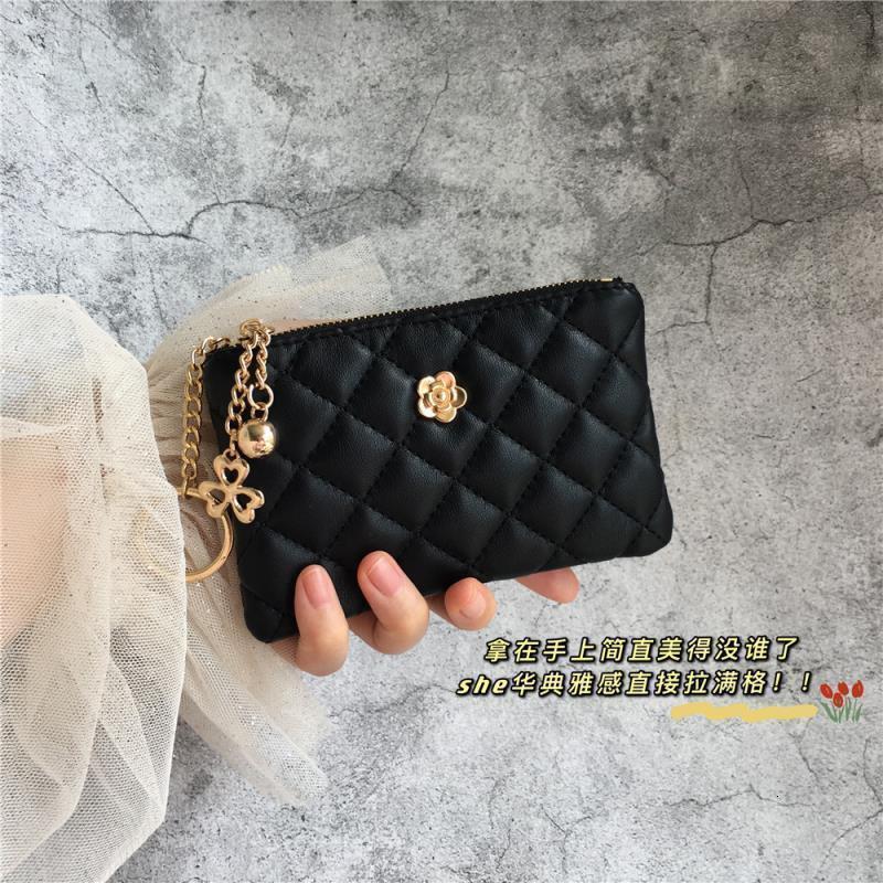 Luxury Brand Designer Bag Camellia Diamond Small Style Women's Student Portable Card Holder Keychain Earphone Storage Bag Compact Coin Purse