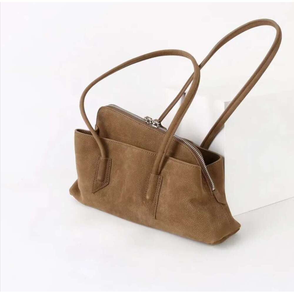 Cowhide velvet shoulder bag Retro Crocodile Pattern Large Capacity Tote Design Women's Pleated Leather Shoulder Female Daily Commuter Bag 2025 Be