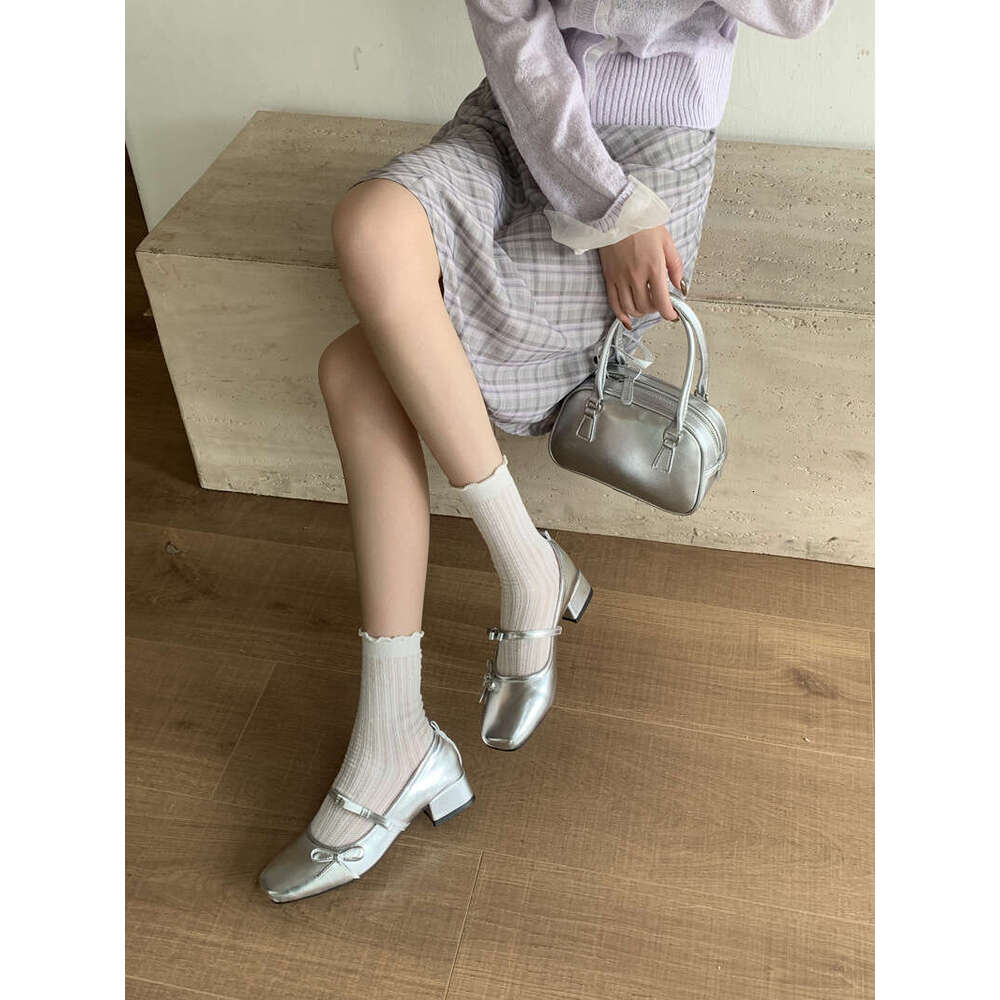 French Bowknot Single for Women 2025 New Summer Soft Sole Shallow Mary Jane Square Designer Shoe Toe Patent Leather Ballet Shoes