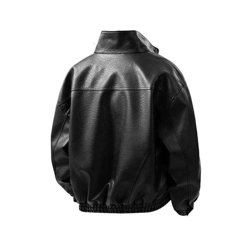 Autumn And Winter Standing Collar Windproof Fashion Trend Casual Men's Motorcycle Leather Handsome Softjacket Jacket