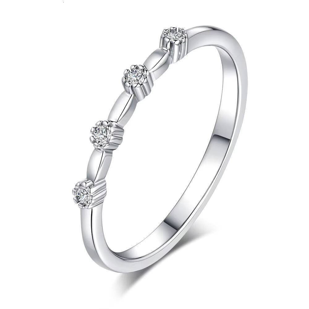 Fine Ring 925 Sterling Silver Micro Inlaid Moissanite Cute Design Natural Bamboo Rings for Women Jewelry