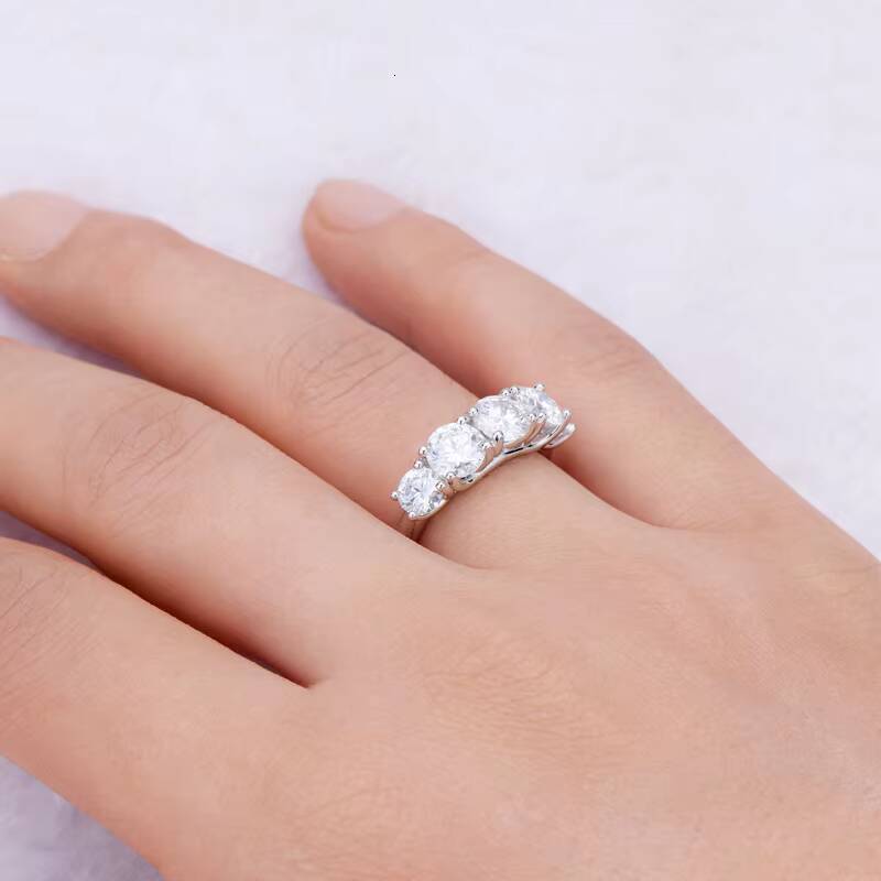 Fashion Jewelry Wedding Ring 565mm Stones 925 Sterling Silver Moissanite Rings for Women Wedding Engagement