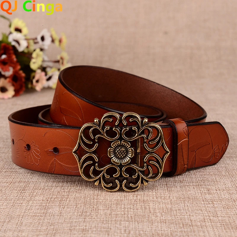 Sunflower Pattern Needle Buckle Belt Women Brown Fashion Business Womens Belts White Black Cinturon Red Yellow 251016
