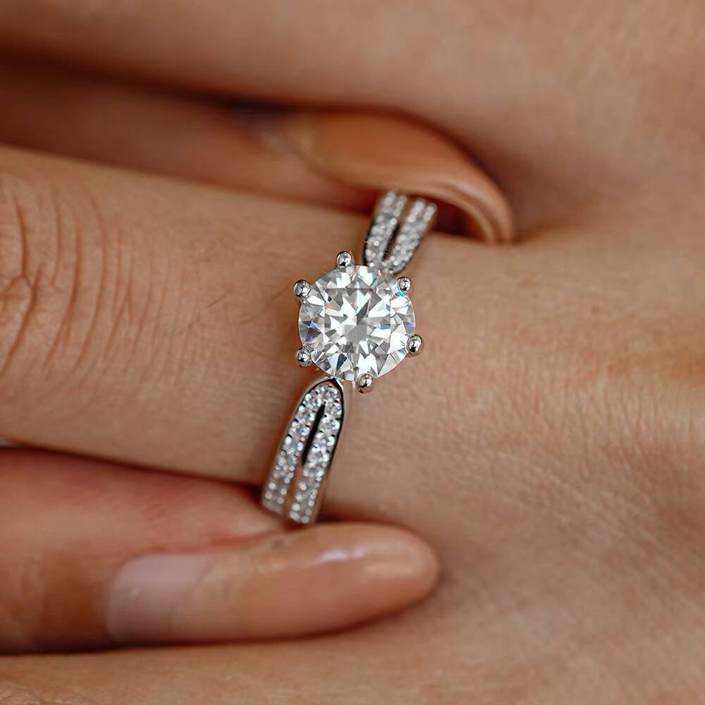 GRA Certified Diamond Moissanite Jewelry 925 Sterling Silver 0512CT Round Cut Moissanite Rings for Women Engagement Jewelry