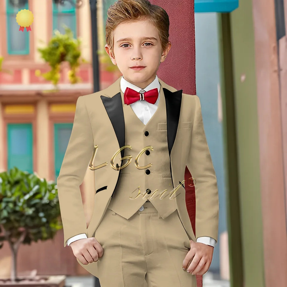 Boys shawl collar tuxedo 3piece set jacket vest trousers wedding party event celebration custom tuxedo suit 251017
