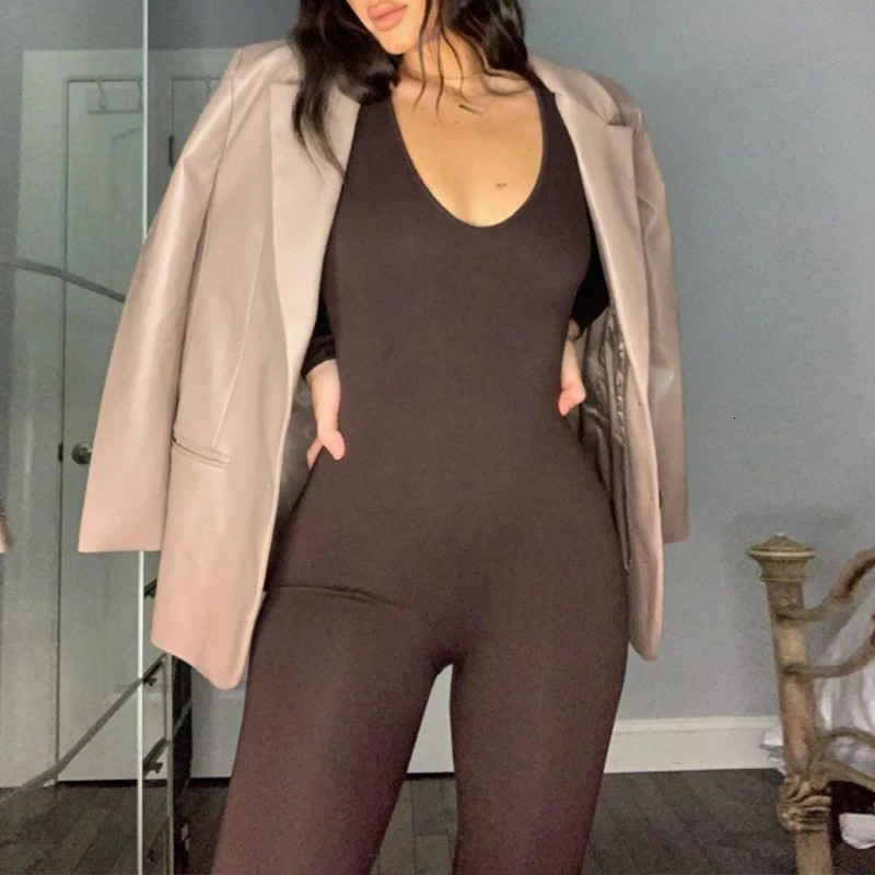 Sexy Black Jumpsuits For Women Autumn Long Sleeve Solid Bodycon Basic Rompers Fashion Activity Streetwear Casual Skinny Overall 251016