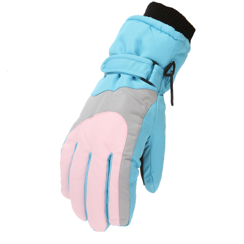 Winter Children's Men's and Women's Skiing Outdoor Windproof Waterproof Plus Veet Thickened Warm Gloves 6-16 Years Old