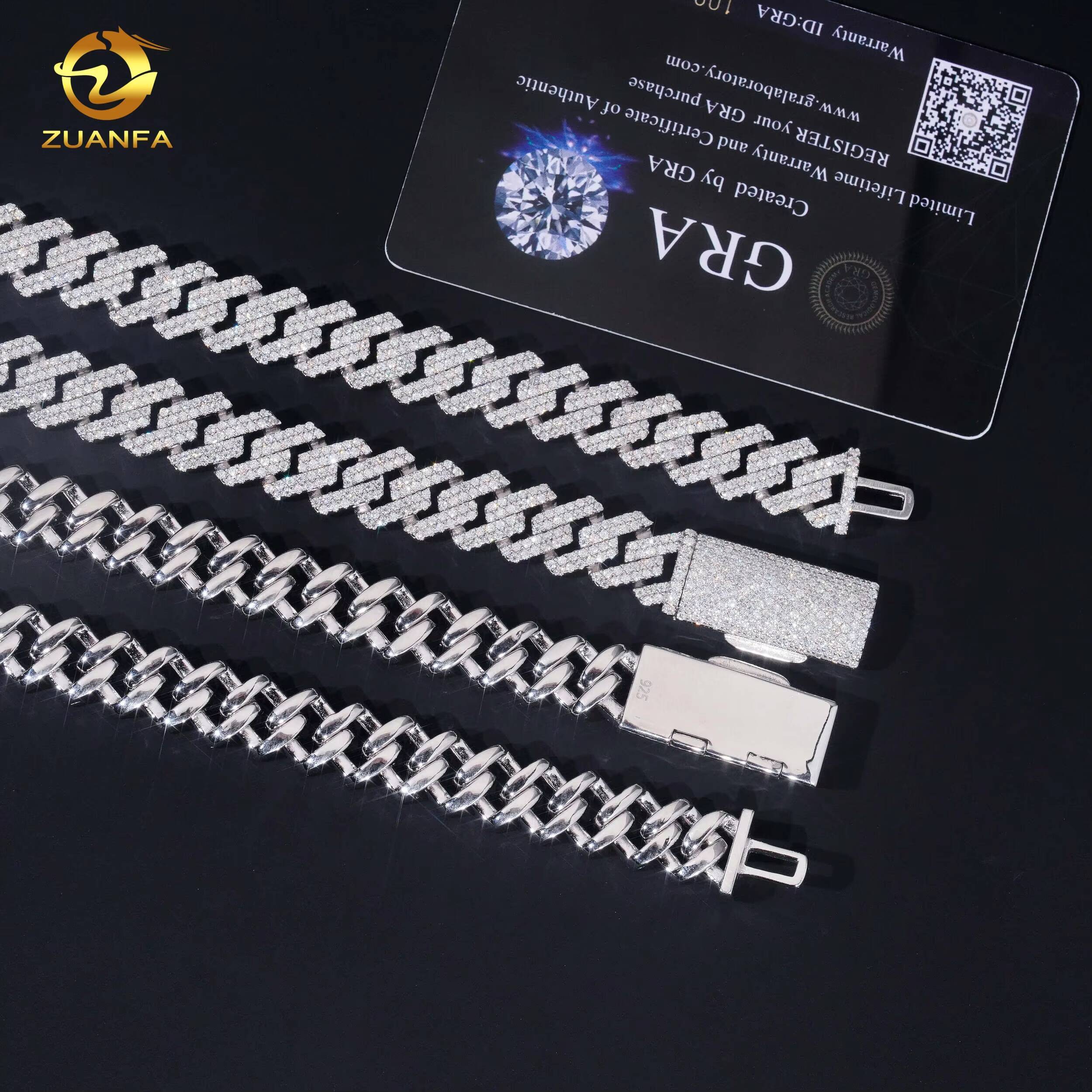 12mm Custom Hip Hop Rapper Jewelry Necklace Men Diamond Iced Out Cuban Link Chain 925 Silver VVS Moissanite Necklace Bracelet