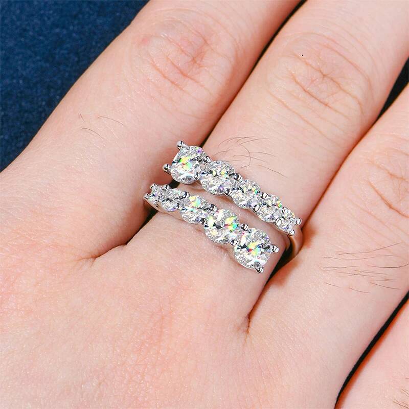 All Moissanite rings Bridal Open Ring 925 Silver with Certificate Woman Engagement ring Wedding Jewelry gift for women