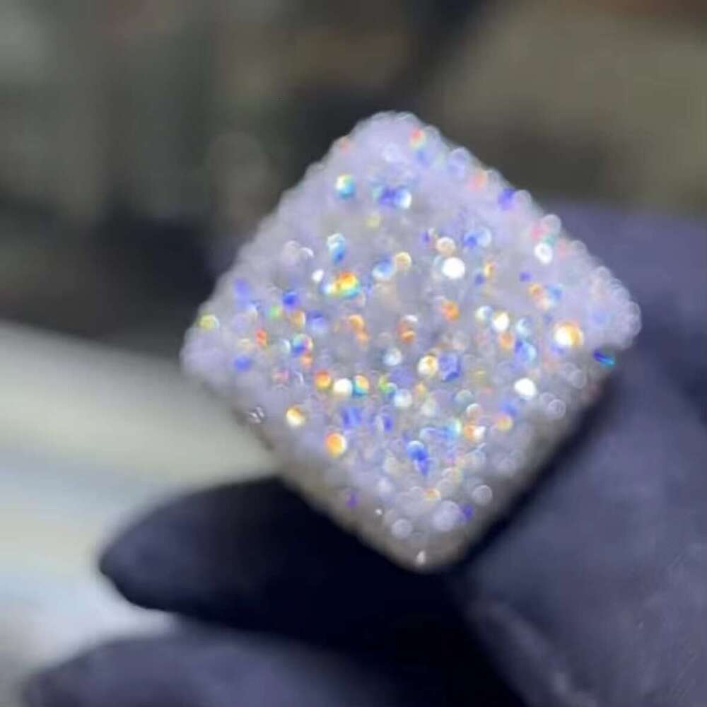 Platinum Plated Men's Jewelry Iced Engagement Moissanite Sterling Silver Hip-Hop Ring