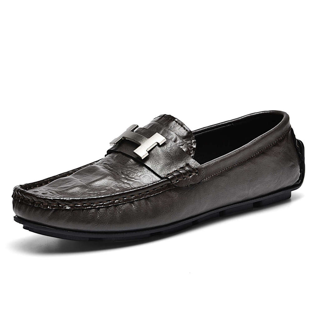 Douyin Live designer shoes Crocodile Pattern Loafers Lazy Driving British flats Casual Men's Shoes Genuine Leather Cowhide