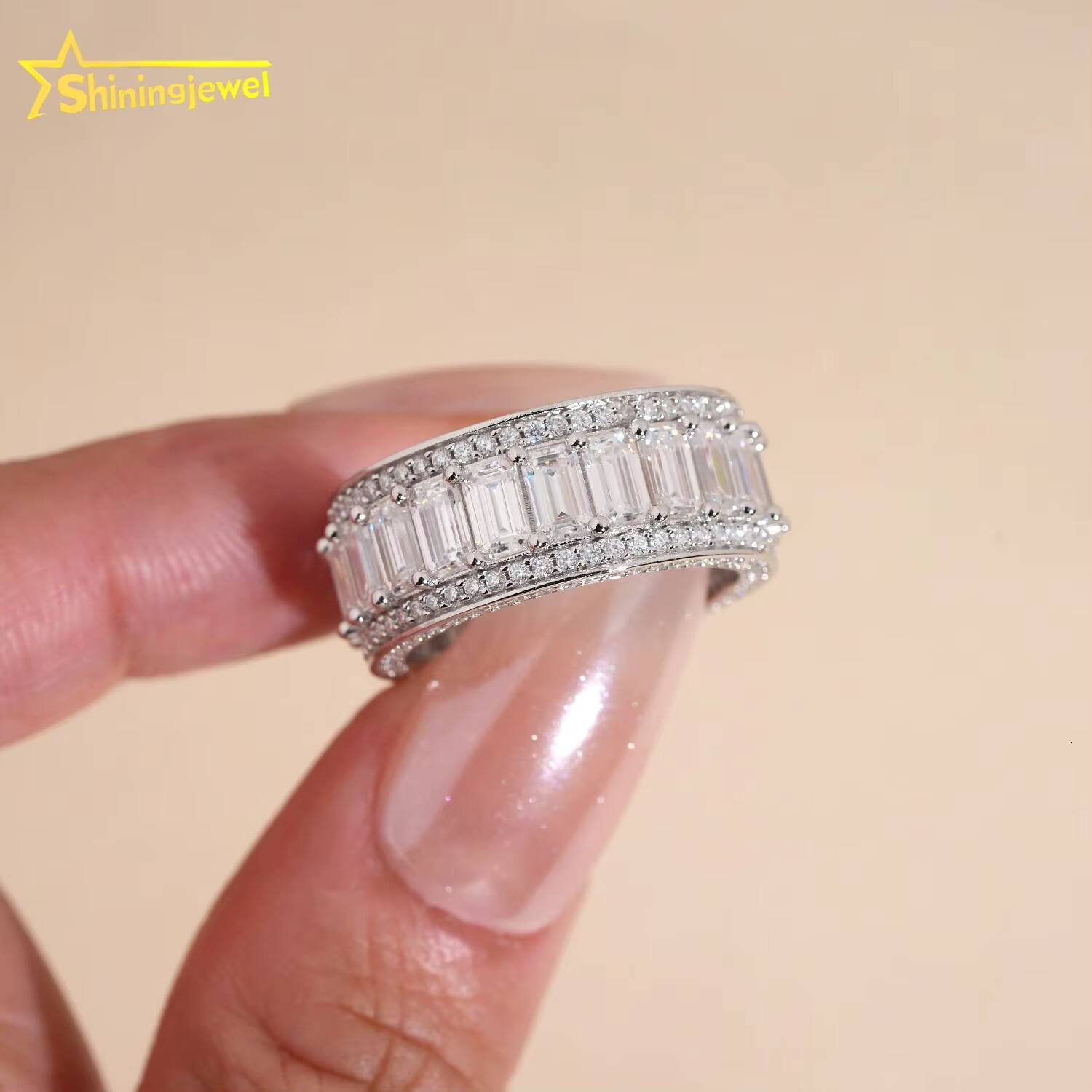 Hip Hop Rings 925 Silver Moissanite Diamond Men Wedding Band Rings Iced Out Rings Pass Diamond Tester