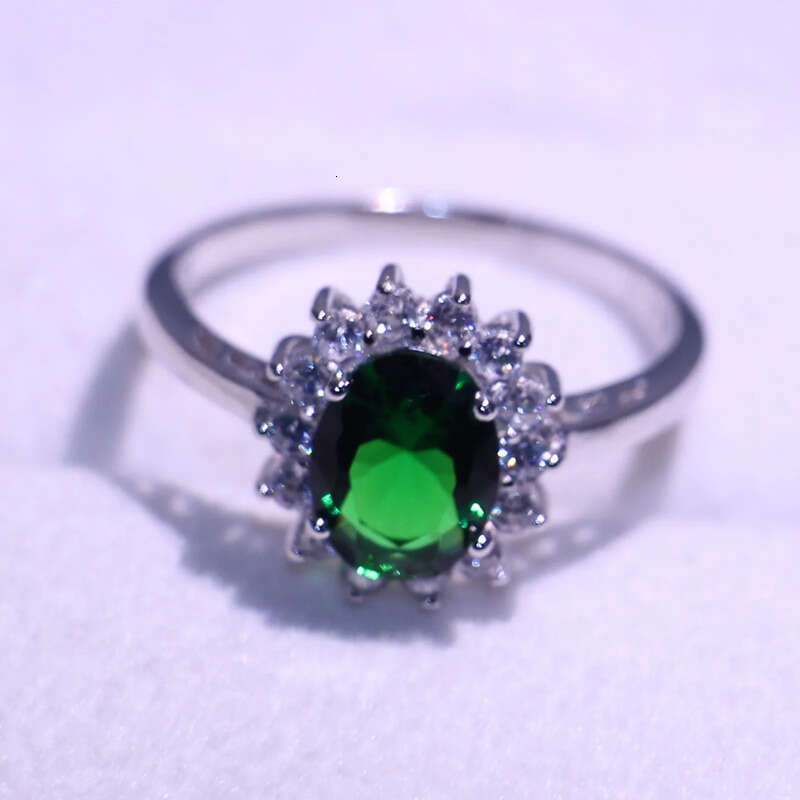 Sparkling Fashion Jewelry Cute Princess Pure 100% Sterling Sier Emerald CZ Dia Gemstones Girl's Women Wedding Band Ring Gift