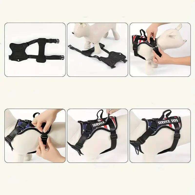 And Leash Set, Escape Proof No Pull Vest Harness With Reflective Dog Walking Traction Rope