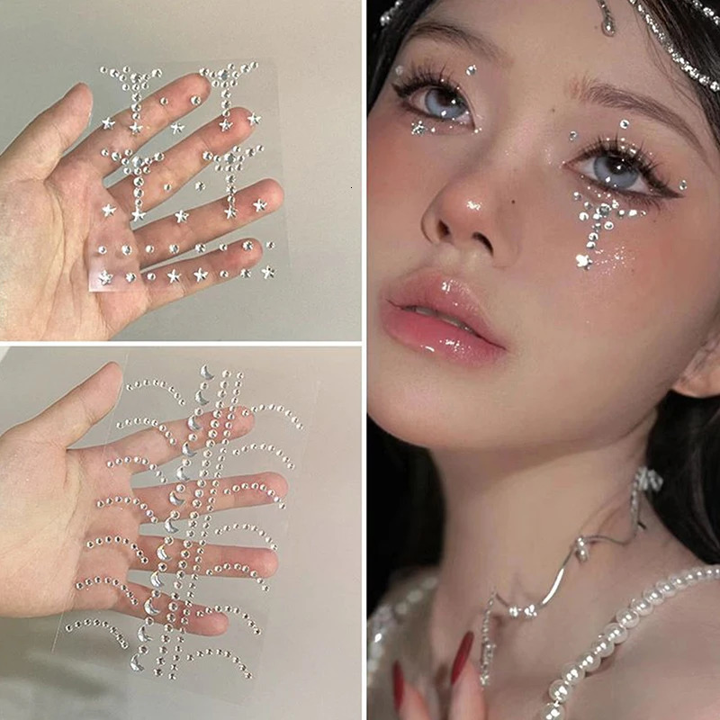 Diy Eyes Face Self Adhesive Makeup Temporary Tattoo Beauty Diamonds Jewels Stickers Festival Body Art Decor Nail Diamond 251015