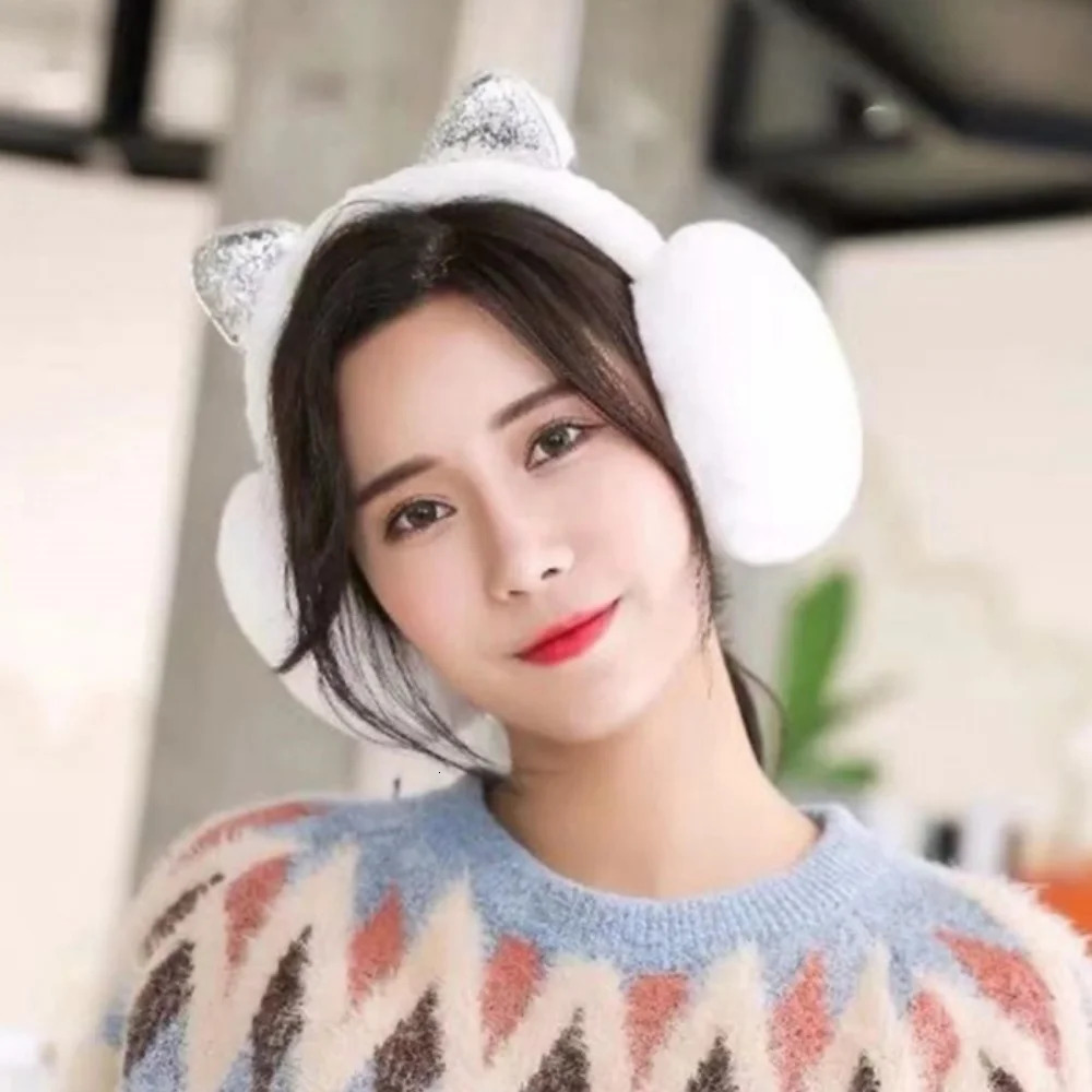 Winter Warm Plush Earmuffs for Women Girls ren Riding Ski Ear Protection Cartoon Cute Cats Ears Fur Soft Cashmere Earflaps 251014