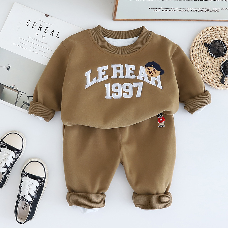 Boys' Spring Clothing Set Handsome Trendy Boys' Baby Spring and Autumn Hygiene Clothes Baby Children's Clothing Sports Letter Two Piece