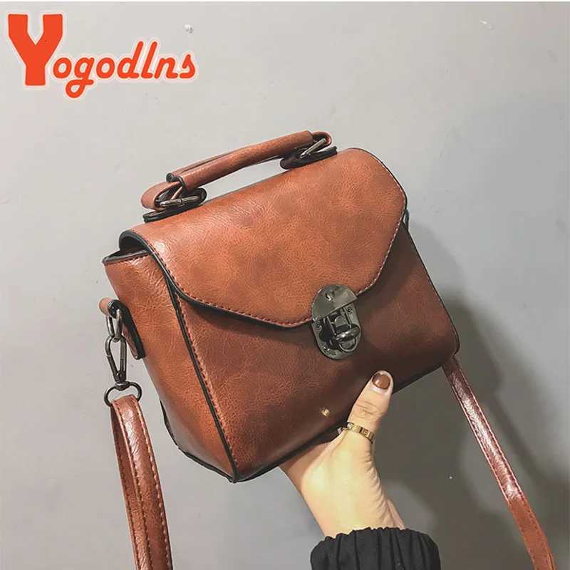 Yogodlns Vintage Leather Female Tophandle Bags Small Women Shoulder Bag Crossbody Messenger Bag Casual Handbags Z251018