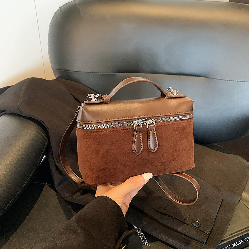 Luxury Brand Designer Bag Fashion Lychee Pattern Handbag For Women New 2025 Simple Box Bag Niche Stylish Double Zipper Crossbody Bag