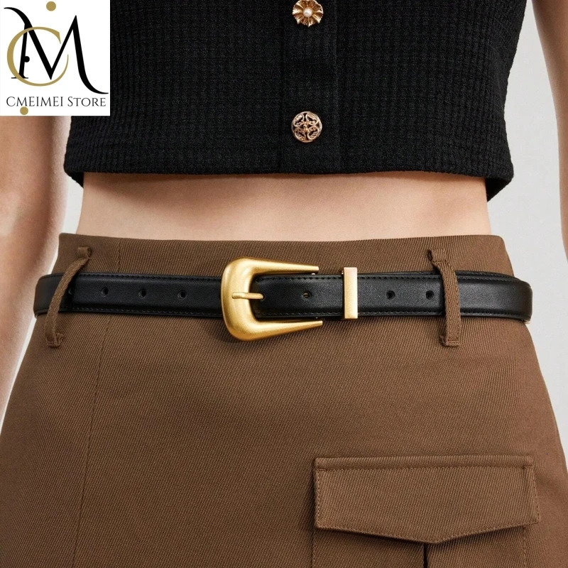 Genuine Leather Belt for Women Burgundy Leather With Gold Metal Buckle Casual Fashion Belts for Jeans Dresses 251016