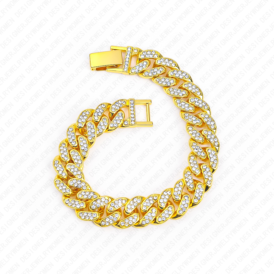 Designer Bracelet Bracelet Women Hip Hop Cuban Full Pave Bracelets Chunky Bracelet Luxury Jewelry Jewellery Designer for Women Iced Out Sparkling Bold