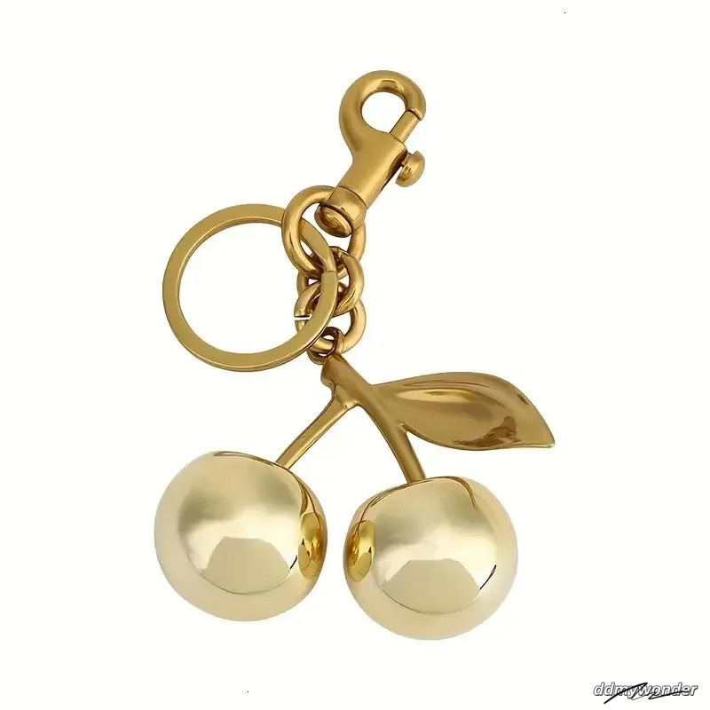 Elegant Cherry Keychain Charm - Shiny Resin And Metal Bag Accessory For Women's Purse Or Handbag Ddmywonder