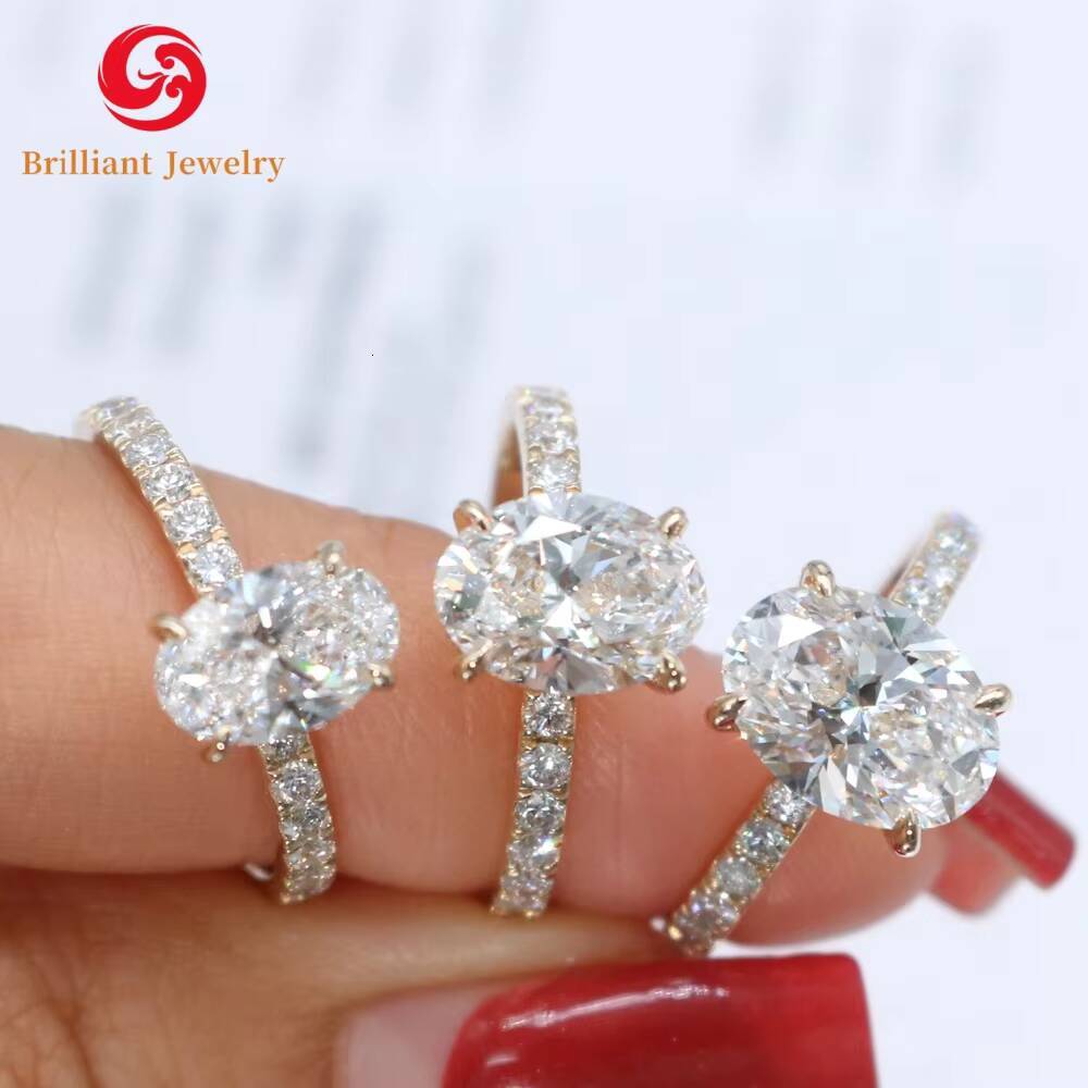 Hot Selling IGI Certified 925 Silver Full Diamond Ring Band 15CT 6x8mm Oval HPHT CVD D VS1 Lab Grown Diamond Ring