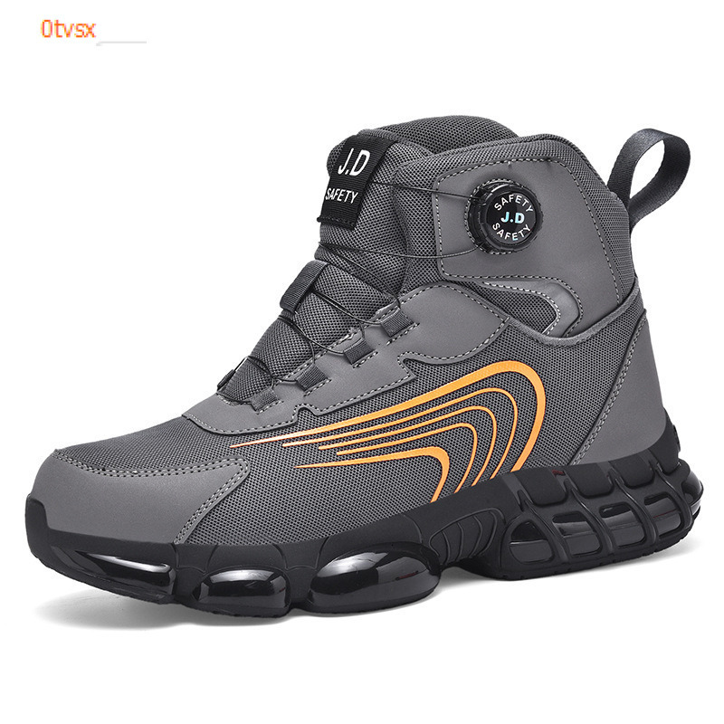 New mid-range safety shoes with anti smash and anti puncture protection, steel toe, comfortable and fashionable style, rotating buckle shoes, designer