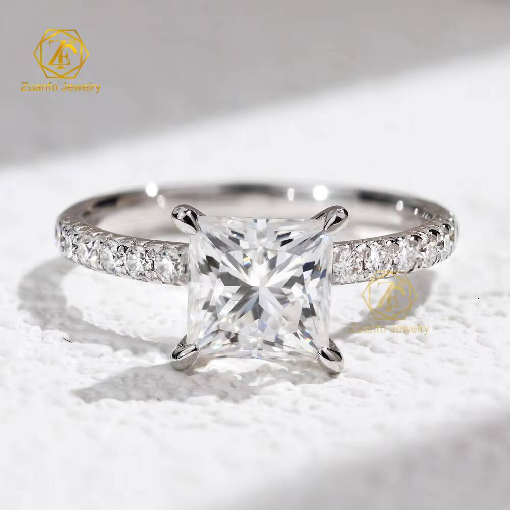 Romantic 15CT 66mm Cushion Cut Moissanite Engagement Wedding Ring 14K Pure Gold with Diamond Halo Rhodium Plated for Parties