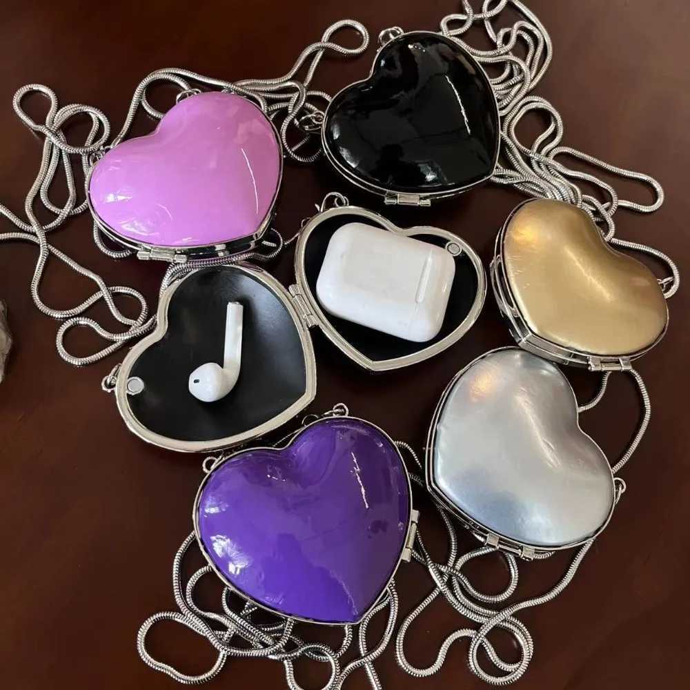 Heart Shape Mini Coin Purses Evening Party Cute Shoulder Bag Crossbody Bags Small Handbags Fashion Sliver Womens Ladies Luxury Z251018