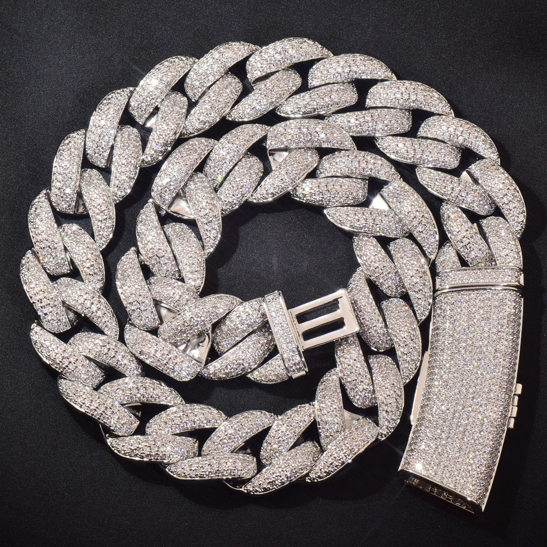 20mm Hip Hop Miami Cuban Chain Necklace 18K Real Gold Plated TopBling Full 5A Zircon Long Clasp Mens Jewelry