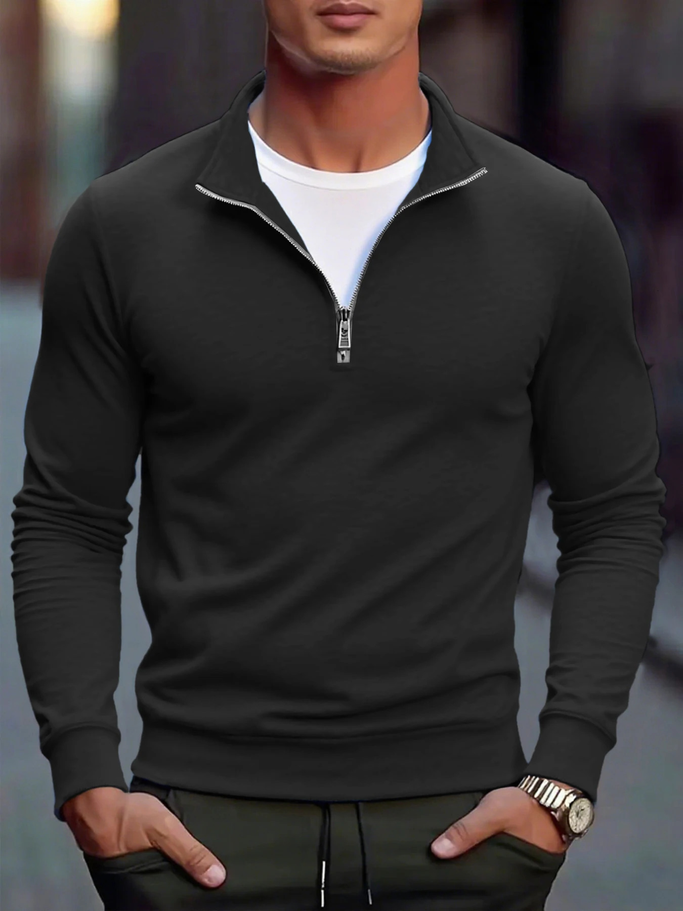 Mens Warm Sweatshirts Breathable Casual Sports Hiking Turtleneck Pullover Tops Outdoor Mock Neck Streetwear 251015