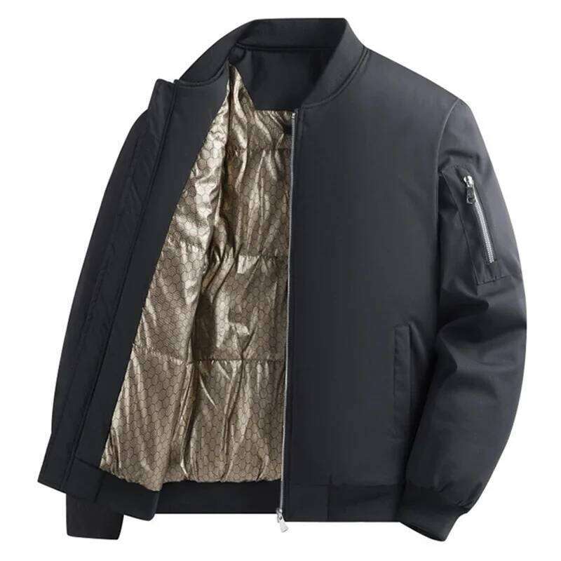 Men's Winter Jacket Loose Fit Cotton-Padded Parkas Thickened Warm Baseball Collar Coat Casual Outerwear Overcoat Men Clothing