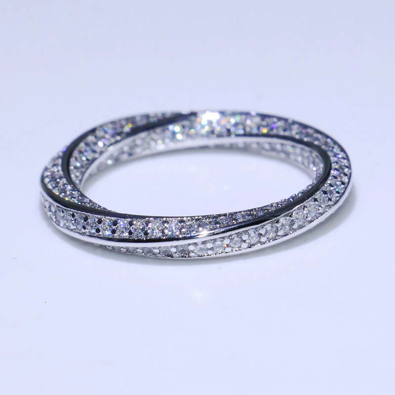 Drop Shipping High Quality Jewelry Real 100% Pure Sterling Sier Pave White Sapphire CZ Dia Party Eternity Wedding Band Ring