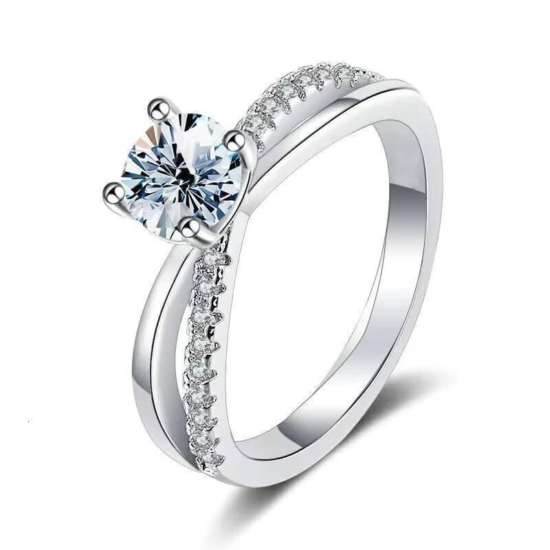 Newsoul Certificate Diamond Moissanite Ring 1CT Round Shape Gemstone for Women Wedding 925 Sterling Silver Fashion Fine Jewelry