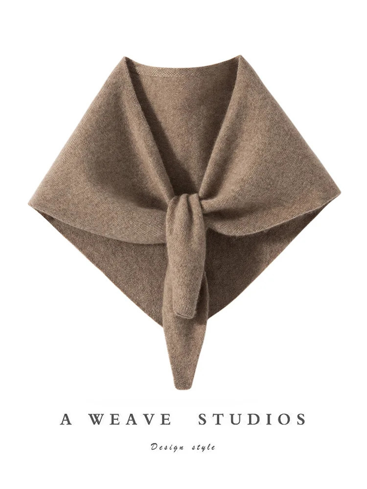 CHICUU Women 100 Cashmere Scarf Spring Autumn Triangular Scarf Cashmere Knitwear Grace Simple Style Scarf Pure Color 251016