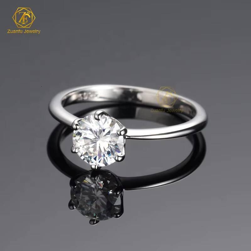 6 Prongs Moissanite Women Ring Plain Ring Band 14K White Gold 1CT D VVS1 GRA Certificate Diamond Rings for Wedding