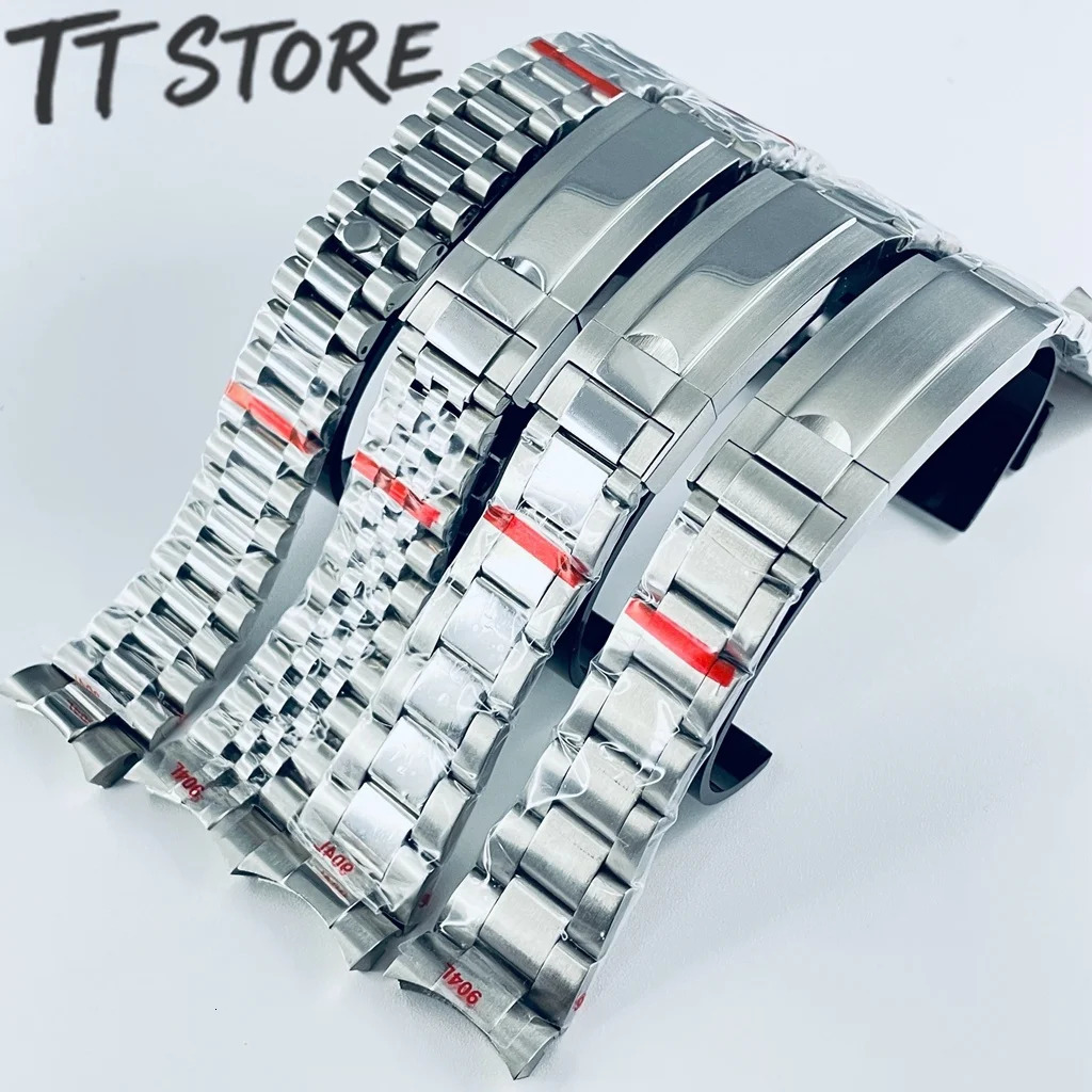 20mm Width 904L Solid Stainless Steel Watch Band Brushed Polished Oyster Bracelet Folding Buckle Glide Lock Clasp 251016