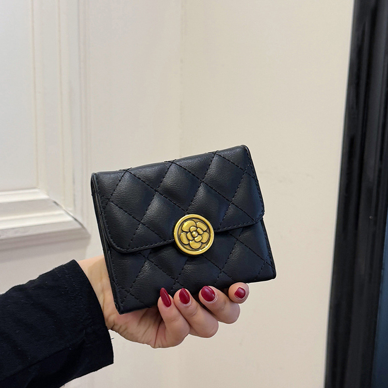 Luxury Brand Designer Bag 2025 New Women's Short Wallet Quilted Embroidery Multi-Card Slots Multi-Functional Personality Buckle Card Holder Coin 
