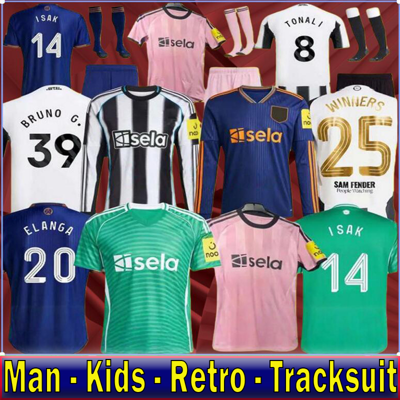 newcastle 25 26 TONALI NEWCASTL E soccer jerseys BLACK Kids ELANGA BARNES BRUNO G. Gordon newcastle Football Shirt Home Away Botman fans WINNERS TRAIN...